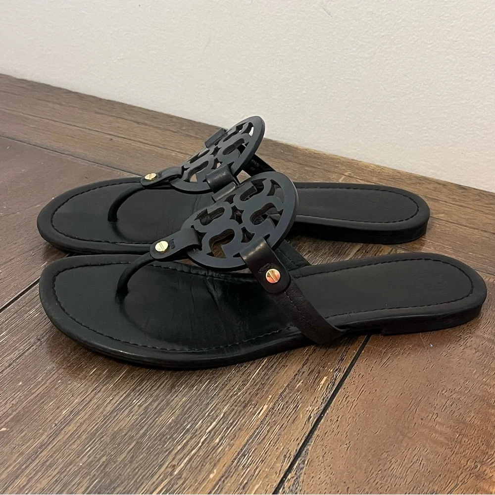 Tory Burch Miller Black Leather Sandals Womens size 9 - Picture 2 of 8